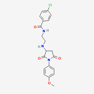 molecular formula C20H20ClN3O4 B4045579 4-chloro-N-(2-{[1-(4-methoxyphenyl)-2,5-dioxopyrrolidin-3-yl]amino}ethyl)benzamide 