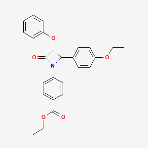 molecular formula C26H25NO5 B4045613 Ethyl 4-[2-(4-ethoxyphenyl)-4-oxo-3-phenoxyazetidin-1-yl]benzoate 