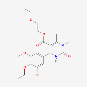 molecular formula C20H27BrN2O6 B4045633 2-Ethoxyethyl 4-(3-bromo-4-ethoxy-5-methoxyphenyl)-1,6-dimethyl-2-oxo-1,2,3,4-tetrahydropyrimidine-5-carboxylate 