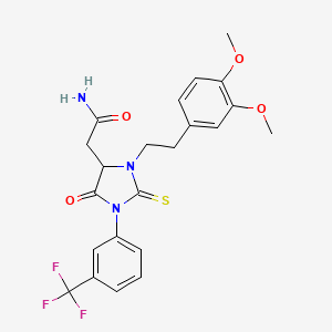 2-{3-[2-(3,4-Dimethoxyphenyl)ethyl]-5-oxo-2-thioxo-1-[3-(trifluoromethyl)phenyl]imidazolidin-4-yl}acetamide