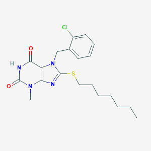 molecular formula C20H25ClN4O2S B404566 7-(2-chlorobenzyl)-8-(heptylsulfanyl)-3-methyl-3,7-dihydro-1H-purine-2,6-dione CAS No. 331841-40-8