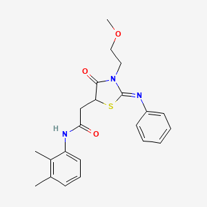 molecular formula C22H25N3O3S B4045666 N-(2,3-dimethylphenyl)-2-[3-(2-methoxyethyl)-4-oxo-2-phenylimino-1,3-thiazolidin-5-yl]acetamide 