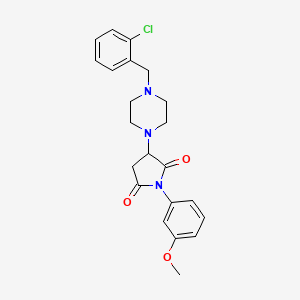 molecular formula C22H24ClN3O3 B4045681 3-[4-(2-CHLOROBENZYL)PIPERAZINO]-1-(3-METHOXYPHENYL)DIHYDRO-1H-PYRROLE-2,5-DIONE 