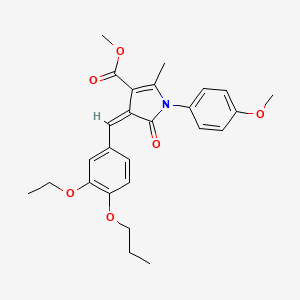 molecular formula C26H29NO6 B4045684 methyl (4Z)-4-[(3-ethoxy-4-propoxyphenyl)methylidene]-1-(4-methoxyphenyl)-2-methyl-5-oxopyrrole-3-carboxylate 