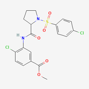 molecular formula C19H18Cl2N2O5S B4045688 Methyl 4-chloro-3-[[1-(4-chlorophenyl)sulfonylpyrrolidine-2-carbonyl]amino]benzoate 