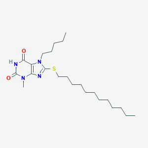 molecular formula C23H40N4O2S B404569 8-(dodecylsulfanyl)-3-methyl-7-pentyl-3,7-dihydro-1H-purine-2,6-dione CAS No. 331841-59-9