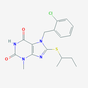 molecular formula C17H19ClN4O2S B404570 8-(sec-butylsulfanyl)-7-(2-chlorobenzyl)-3-methyl-3,7-dihydro-1H-purine-2,6-dione CAS No. 313470-32-5