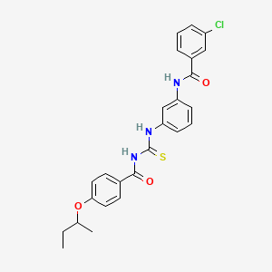 molecular formula C25H24ClN3O3S B4045712 N-{3-[({[4-(butan-2-yloxy)phenyl]carbonyl}carbamothioyl)amino]phenyl}-3-chlorobenzamide 