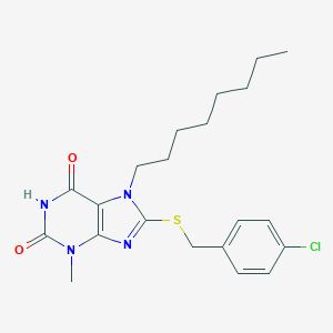 molecular formula C21H27ClN4O2S B404573 8-[(4-chlorobenzyl)sulfanyl]-3-methyl-7-octyl-3,7-dihydro-1H-purine-2,6-dione CAS No. 331842-87-6