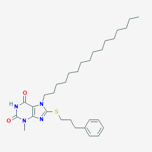 molecular formula C31H48N4O2S B404580 7-hexadecyl-3-methyl-8-[(3-phenylpropyl)sulfanyl]-3,7-dihydro-1H-purine-2,6-dione CAS No. 331842-95-6