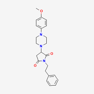 molecular formula C23H27N3O3 B4045807 3-[4-(4-甲氧基苯基)-1-哌嗪基]-1-(2-苯乙基)-2,5-吡咯烷二酮 