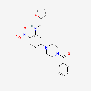 molecular formula C23H28N4O4 B4045824 (4-Methylphenyl)(4-{4-nitro-3-[(tetrahydrofuran-2-ylmethyl)amino]phenyl}piperazin-1-yl)methanone 