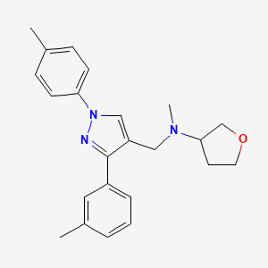 molecular formula C23H27N3O B4045842 N-methyl-N-{[3-(3-methylphenyl)-1-(4-methylphenyl)-1H-pyrazol-4-yl]methyl}tetrahydro-3-furanamine 