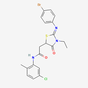 2-[2-(4-bromophenyl)imino-3-ethyl-4-oxo-1,3-thiazolidin-5-yl]-N-(5-chloro-2-methylphenyl)acetamide