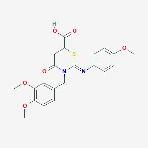 molecular formula C21H22N2O6S B4045858 (2Z)-3-[(3,4-DIMETHOXYPHENYL)METHYL]-2-[(4-METHOXYPHENYL)IMINO]-4-OXO-1,3-THIAZINANE-6-CARBOXYLIC ACID 