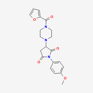 molecular formula C20H21N3O5 B4045861 3-[4-(2-呋喃甲酰)-1-哌嗪基]-1-(4-甲氧基苯基)-2,5-吡咯烷二酮 