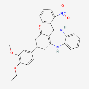 molecular formula C28H27N3O5 B4045887 3-(4-乙氧基-3-甲氧基苯基)-11-(2-硝基苯基)-2,3,4,5,10,11-六氢-1H-二苯并[b,e][1,4]二氮杂卓-1-酮 