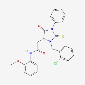 2-[3-(2-chlorobenzyl)-5-oxo-1-phenyl-2-thioxoimidazolidin-4-yl]-N-(2-methoxyphenyl)acetamide