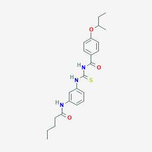 molecular formula C23H29N3O3S B4045901 4-叔丁氧基-N-({[3-(戊酰氨基)苯基]氨基}羰硫基)苯甲酰胺 