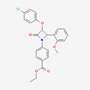 molecular formula C25H22ClNO5 B4045904 Ethyl 4-[3-(4-chlorophenoxy)-2-(2-methoxyphenyl)-4-oxoazetidin-1-yl]benzoate 