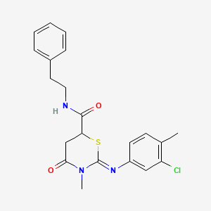 molecular formula C21H22ClN3O2S B4045909 (2E)-2-[(3-chloro-4-methylphenyl)imino]-3-methyl-4-oxo-N-(2-phenylethyl)-1,3-thiazinane-6-carboxamide 