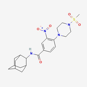 molecular formula C22H30N4O5S B4045931 N-2-adamantyl-4-[4-(methylsulfonyl)-1-piperazinyl]-3-nitrobenzamide 