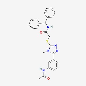 molecular formula C26H25N5O2S B4045949 2-({5-[3-(acetylamino)phenyl]-4-methyl-4H-1,2,4-triazol-3-yl}thio)-N-(diphenylmethyl)acetamide 