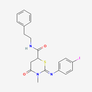 molecular formula C20H20IN3O2S B4045968 (2E)-2-[(4-iodophenyl)imino]-3-methyl-4-oxo-N-(2-phenylethyl)-1,3-thiazinane-6-carboxamide 