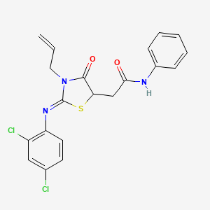 molecular formula C20H17Cl2N3O2S B4045973 2-[2-(2,4-dichlorophenyl)imino-4-oxo-3-prop-2-enyl-1,3-thiazolidin-5-yl]-N-phenylacetamide 