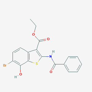 molecular formula C18H14BrNO4S B404598 Ethyl 6-bromo-7-hydroxy-2-[(phenylcarbonyl)amino]-1-benzothiophene-3-carboxylate CAS No. 113407-94-6