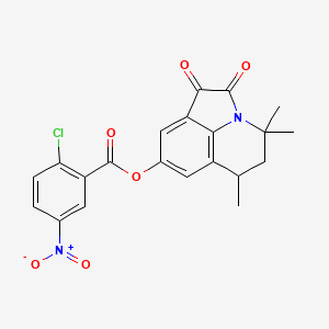 molecular formula C21H17ClN2O6 B4045986 4,4,6-trimethyl-1,2-dioxo-1,2,5,6-tetrahydro-4H-pyrrolo[3,2,1-ij]quinolin-8-yl 2-chloro-5-nitrobenzoate 