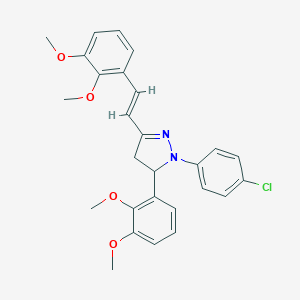 molecular formula C27H27ClN2O4 B404600 1-(4-chlorophenyl)-5-(2,3-dimethoxyphenyl)-3-[2-(2,3-dimethoxyphenyl)vinyl]-4,5-dihydro-1H-pyrazole 