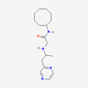 molecular formula C17H28N4O B4046027 N-cyclooctyl-2-[(1-methyl-2-pyrazin-2-ylethyl)amino]acetamide 