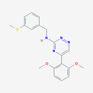 5-(2,6-dimethoxyphenyl)-N-[(3-methylsulfanylphenyl)methyl]-1,2,4-triazin-3-amine