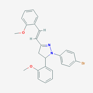 molecular formula C25H23BrN2O2 B404604 1-(4-bromophenyl)-5-(2-methoxyphenyl)-3-[2-(2-methoxyphenyl)vinyl]-4,5-dihydro-1H-pyrazole 