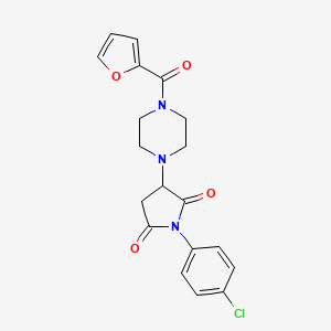 molecular formula C19H18ClN3O4 B4046049 1-(4-chlorophenyl)-3-[4-(furan-2-carbonyl)piperazin-1-yl]pyrrolidine-2,5-dione 