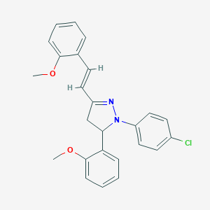 molecular formula C25H23ClN2O2 B404605 1-(4-chlorophenyl)-5-(2-methoxyphenyl)-3-[2-(2-methoxyphenyl)vinyl]-4,5-dihydro-1H-pyrazole 