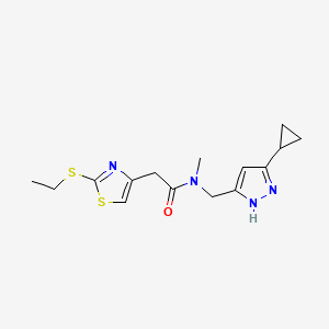 molecular formula C15H20N4OS2 B4046097 N-[(5-环丙基-1H-吡唑-3-基)甲基]-2-[2-(乙硫基)-1,3-噻唑-4-基]-N-甲基乙酰胺 