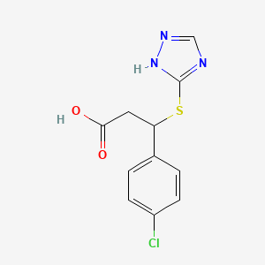 molecular formula C11H10ClN3O2S B4046134 3-(4-氯苯基)-3-(4H-1,2,4-三唑-3-基硫代)丙酸 