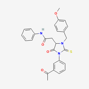 molecular formula C27H25N3O4S B4046156 2-[1-(3-乙酰苯基)-3-(4-甲氧基苄基)-5-氧代-2-硫代-4-咪唑烷基]-N-苯基乙酰胺 