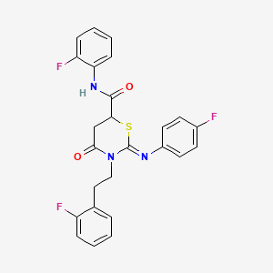 (2E)-N-(2-FLUOROPHENYL)-3-[2-(2-FLUOROPHENYL)ETHYL]-2-[(4-FLUOROPHENYL)IMINO]-4-OXO-13-THIAZINANE-6-CARBOXAMIDE