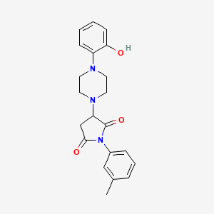 molecular formula C21H23N3O3 B4046172 3-[4-(2-Hydroxyphenyl)piperazin-1-yl]-1-(3-methylphenyl)pyrrolidine-2,5-dione 