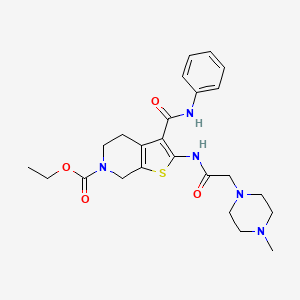 molecular formula C24H31N5O4S B4046200 3-(苯甲酰氨基羰基)-2-{[(4-甲基-1-哌嗪基)乙酰]氨基}-4,7-二氢噻吩并[2,3-c]吡啶-6(5H)-甲酸乙酯 