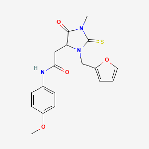 molecular formula C18H19N3O4S B4046210 2-{3-[(FURAN-2-YL)METHYL]-1-METHYL-5-OXO-2-SULFANYLIDENEIMIDAZOLIDIN-4-YL}-N-(4-METHOXYPHENYL)ACETAMIDE 