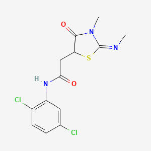 molecular formula C13H13Cl2N3O2S B4046216 N-(2,5-dichlorophenyl)-2-[3-methyl-2-(methylimino)-4-oxo-1,3-thiazolidin-5-yl]acetamide 