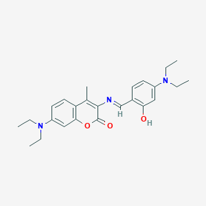 molecular formula C25H31N3O3 B404622 7-(diethylamino)-3-{[4-(diethylamino)-2-hydroxybenzylidene]amino}-4-methyl-2H-chromen-2-one 