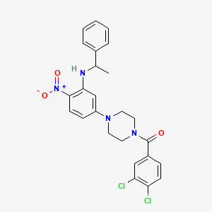 (3,4-Dichlorophenyl)(4-{4-nitro-3-[(1-phenylethyl)amino]phenyl}piperazin-1-yl)methanone