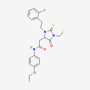 molecular formula C23H26FN3O3S B4046269 N-(4-ethoxyphenyl)-2-{1-ethyl-3-[2-(2-fluorophenyl)ethyl]-5-oxo-2-thioxoimidazolidin-4-yl}acetamide 