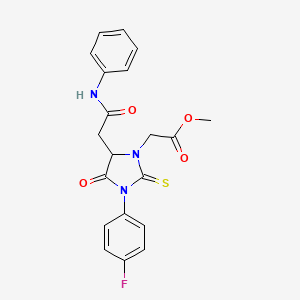 molecular formula C20H18FN3O4S B4046304 methyl [5-(2-anilino-2-oxoethyl)-3-(4-fluorophenyl)-4-oxo-2-thioxo-1-imidazolidinyl]acetate 