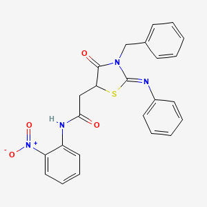 molecular formula C24H20N4O4S B4046335 2-[(2Z)-3-benzyl-4-oxo-2-(phenylimino)-1,3-thiazolidin-5-yl]-N-(2-nitrophenyl)acetamide 